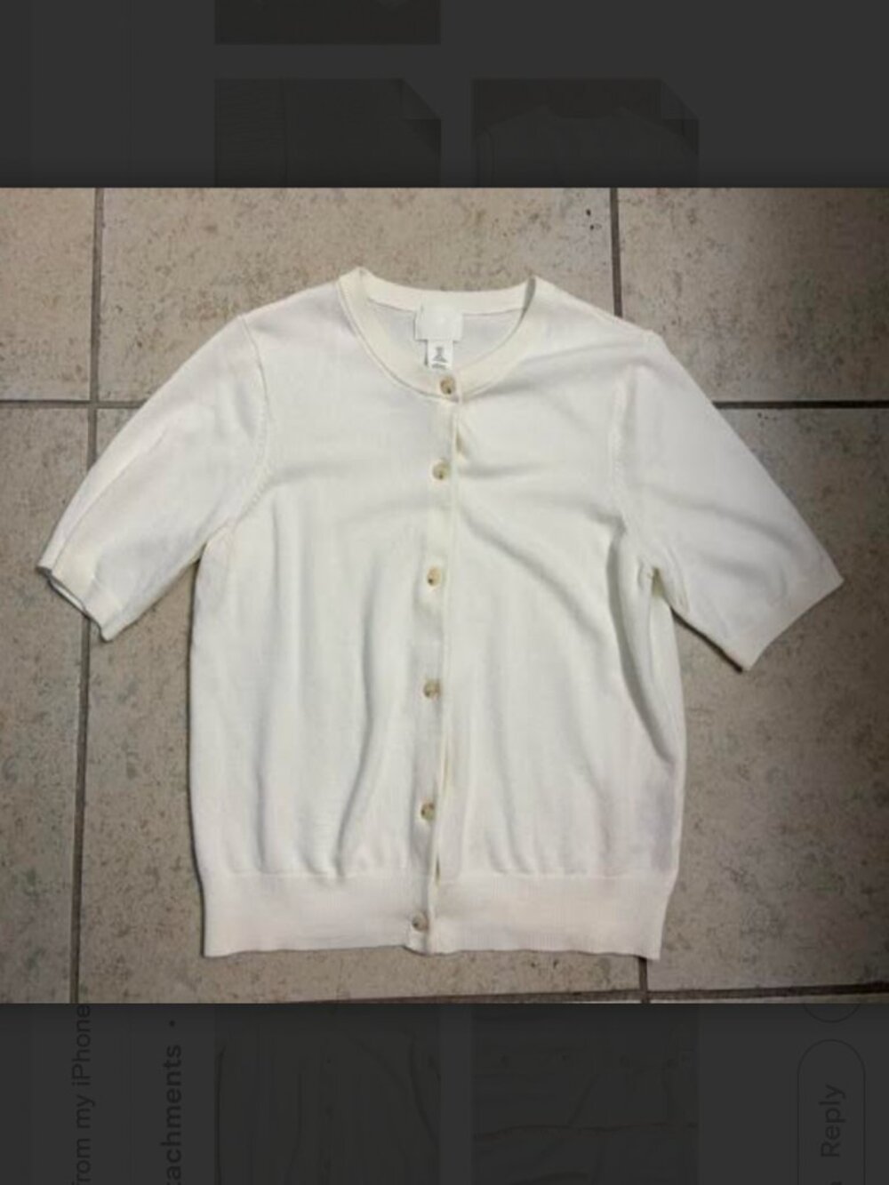 H&M Women's Short Sleeve Cardigan Small Cream Ivory Sweater Knit Button NWOT
